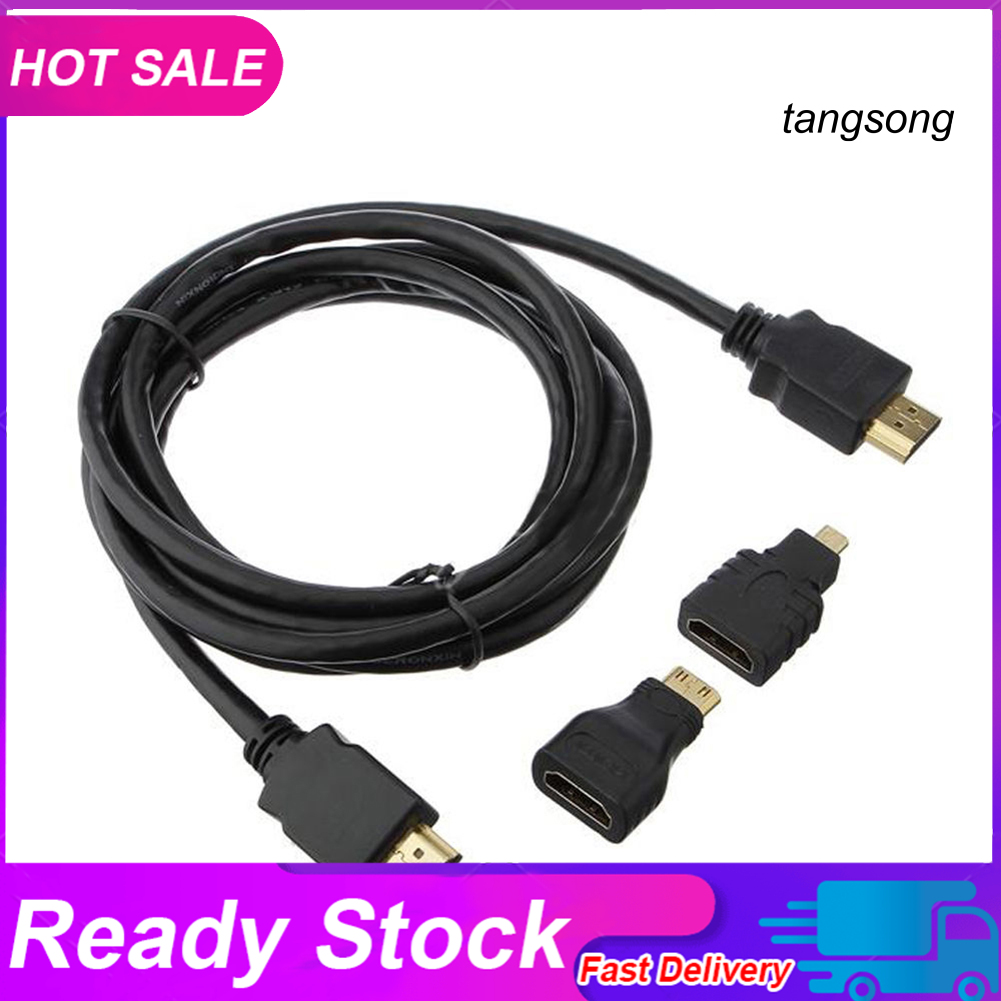 Dây Cáp Hdmi 3 Trong 1 Tốc Độ Cao Kèm Đầu Nối Mini Hdmi-Compati Sang Hdmi-Compatible + Mini Mini