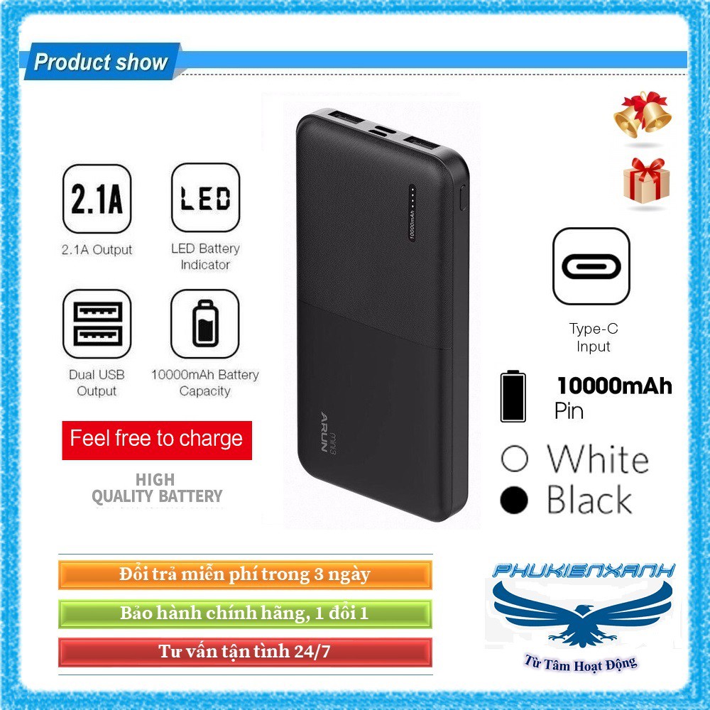 Sạc Dự Phòng 10000mAh Arun Mini 3 I Chính Hãng I Bảo Hành 12 Tháng I Đổi Trả Miễn Phí Trong 3 Ngày Đầu