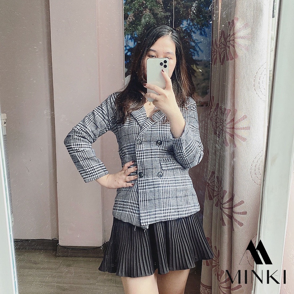 [MỚI 2021] ÁO KHOÁC VEST/BLAZER KẺ KARO SANG CHẢNH - KẺ DẠ 2 LỚP DẦY DẶN - MÀU KẺ PHỐI ĐEN TRẮNG DỄ KẾT HỢP | BigBuy360 - bigbuy360.vn