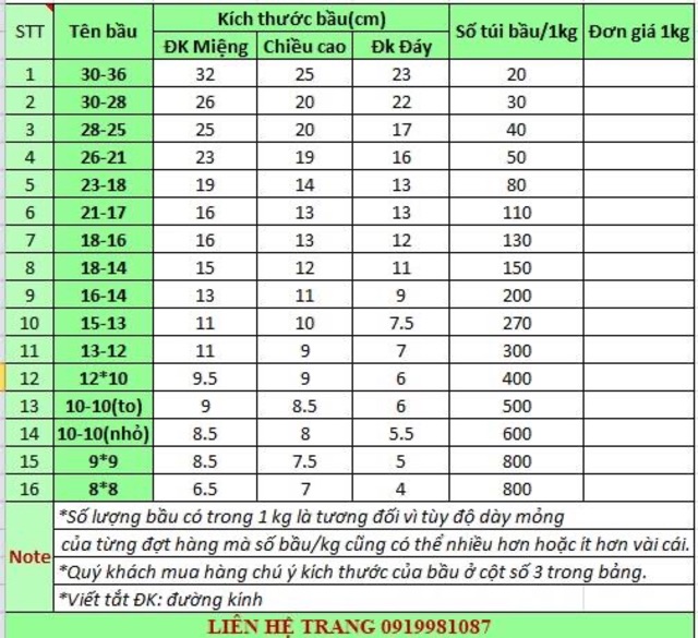 500gr túi bầu ươm cây