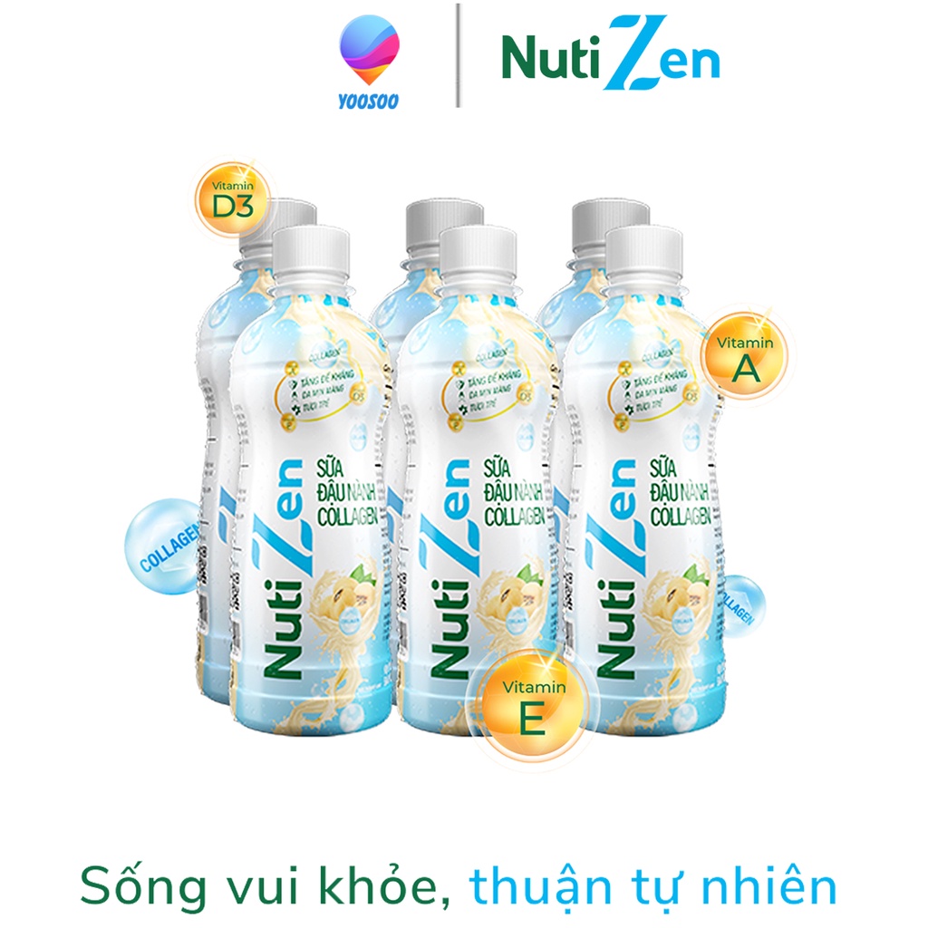 Combo 6 Chai Sữa Đậu Nành Collagen Nutizen Chai pet 290ml CB6.SDNCO290YS - Thương Hiệu NUTIFOOD -YOOSOO MALL