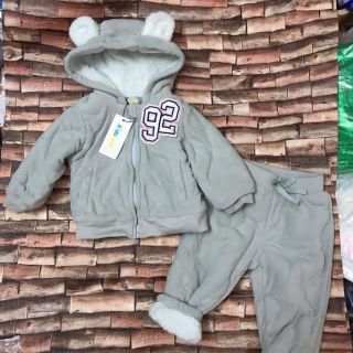 Bộ nỉ gấu thu đông lót lông cừu