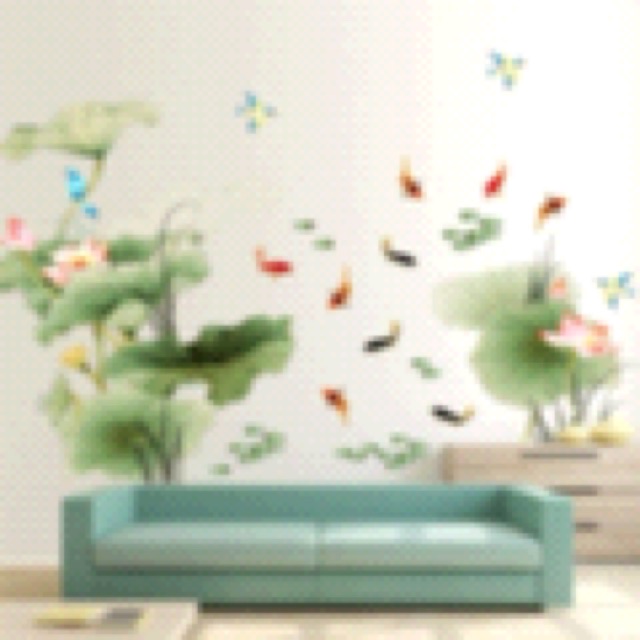 Decal dán tường hoa sen 3d