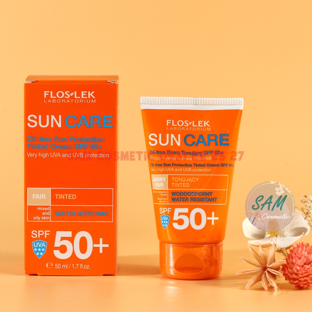 Kem Chống Nắng Floslek Sun Care - Oil Free Sun Protection Tinted Cream SPF50+ 50ml Cho Da Dầu Mụn - YUPA.STORE