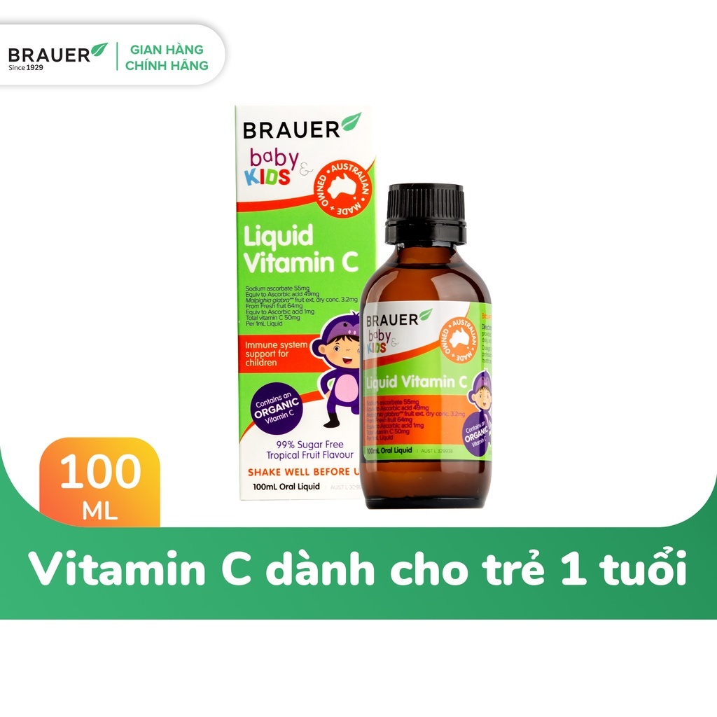 Vitamin C Brauer Liquid giúp tăng sức đề kháng cho bé trên 1 tuổi hộp 100ml