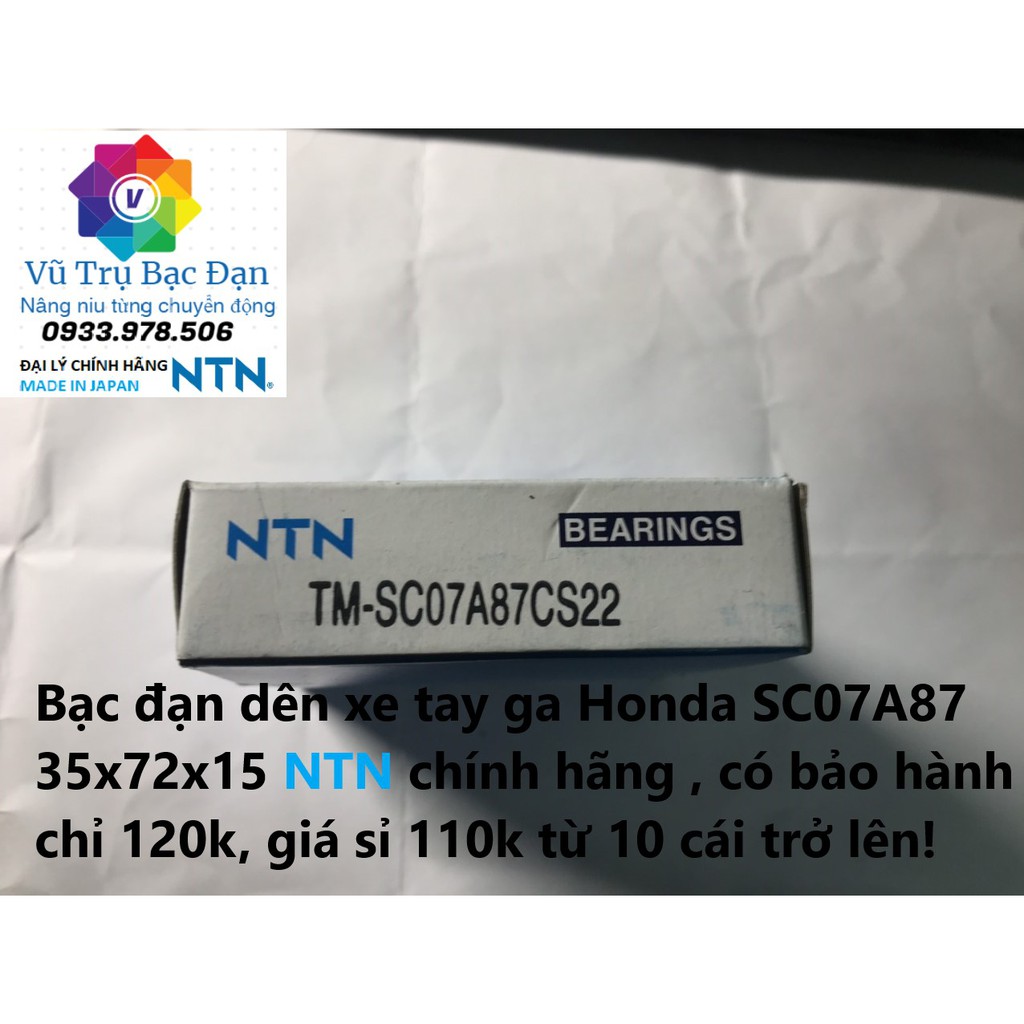 Vòng bi Bạc đạn NTN chính hãng xài cho dên xe AB, SH, Vario, PCX... mã số SC07A87,TMB205/56,25BC06,6207