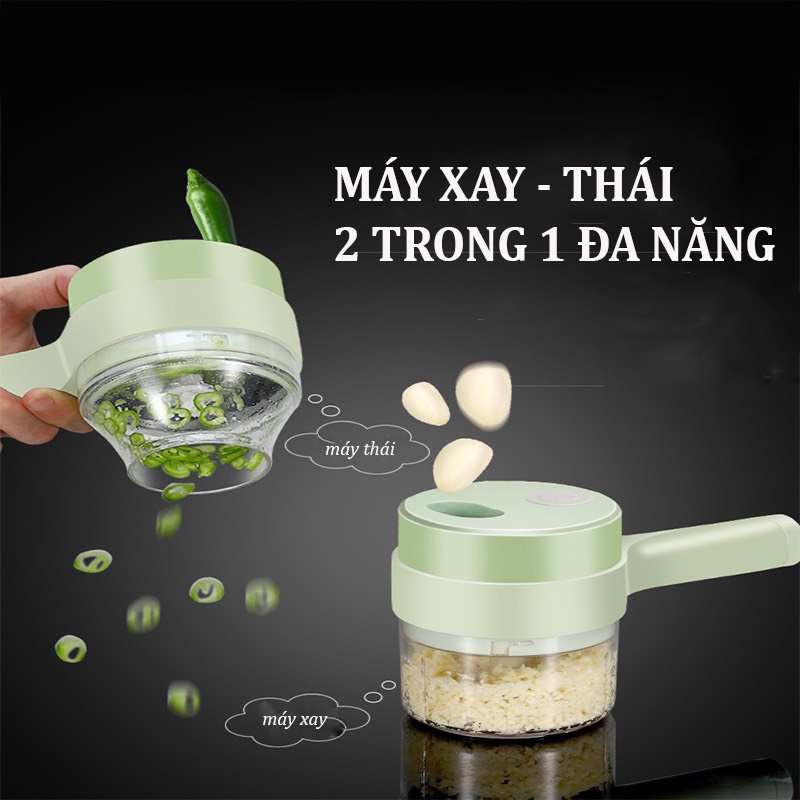 Máy Xay Tỏi Ớt Cắt Thái Rau Quả Đa Năng Sạc Tích Điện Mini Cầm Tay Tiện Lợi Hàng Loại 1