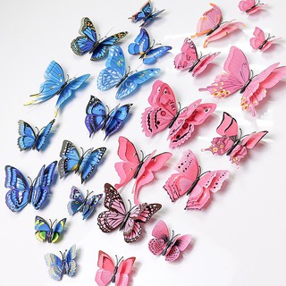 Set 12 Nam châm hình bướm 3D dán tường trang trí DIY