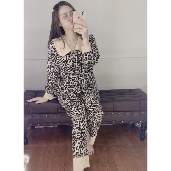 Bộ Pizama mặc nhà cổ sen 2 lá lụa cao cấp💖Bộ Ngủ lụa tay dài quần dài hoạ tiết sang trọng mát [HÀNG CHUẨN] [ẢNH THẬT | BigBuy360 - bigbuy360.vn