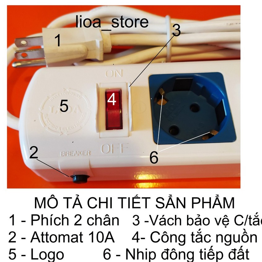 Ổ CẮM SCHUKO LiOA 4 OF CÓ DÂY TIẾP ĐẤT.