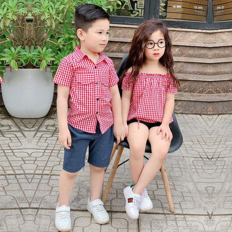 ÁO SƠ MI KẺ CARO CAO CẤP CHO BÉ TRAI VÀ BÉ GÁI
