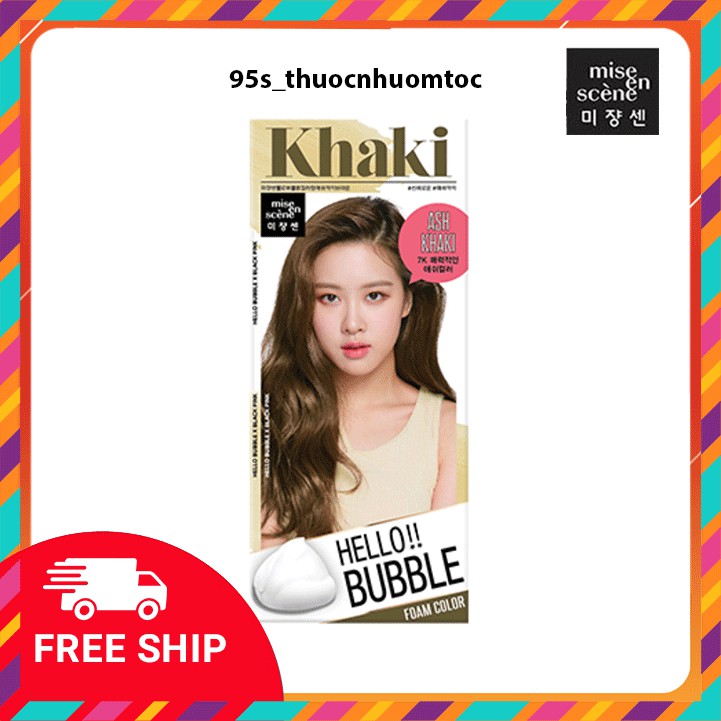 [SẴN_MÀU RÊU KHÓI 7K] Thuốc Nhuộm Tóc Blackpink Hello Bubble màu Ash Khaki 7K Hàn Quốc Chính Hãng