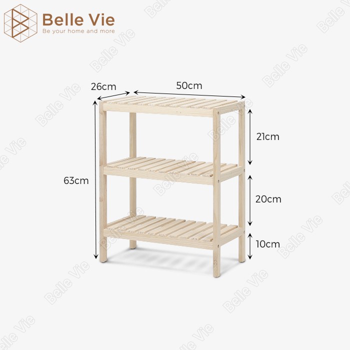 Kệ Để Giầy 3 Tầng Rộng 50cm BELLEVIE Kệ Gỗ Decor Phong Cách Hàn Quốc Cao Cấp Giá Rẻ Tiện Lợi