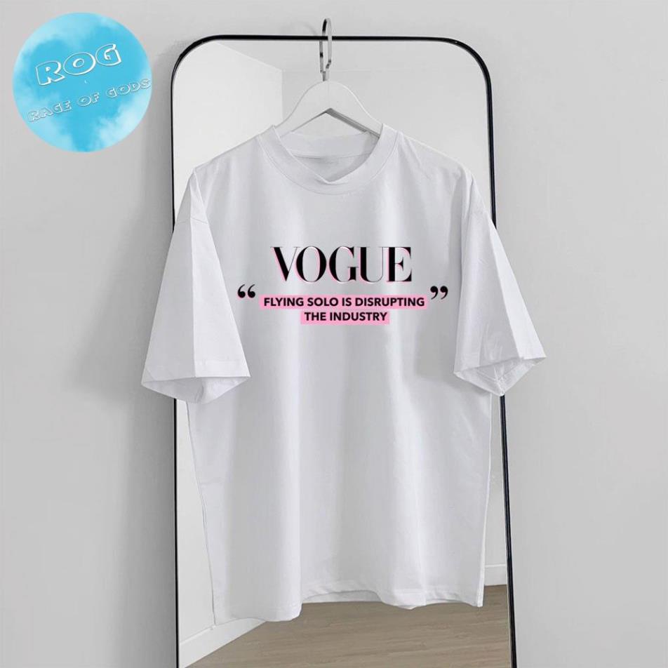 Áo thun tay lỡ VOUGUE Chữ Đen Hồng, áo phông Unisex nam nữ chất Cotton Form Rộng