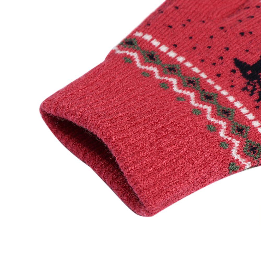 1 Đôi Găng Tay Len Hở Ngón Họa Tiết Hươu Hoạt Hình