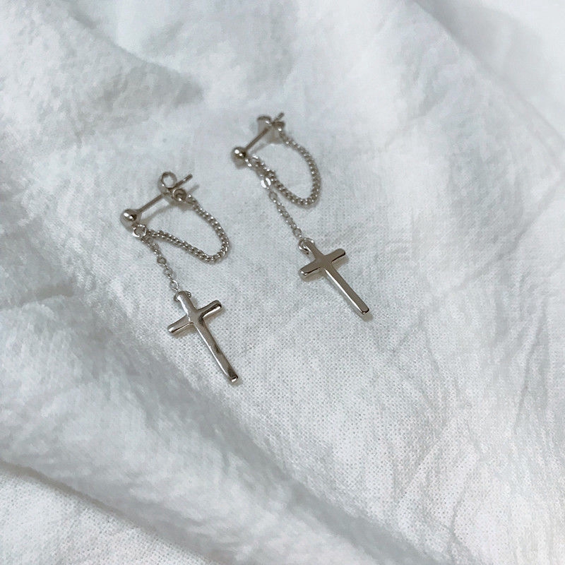 Khuyên Tai Dáng Dài Hình Thánh Giá Cá Tính Độc Đáo Phong Cách Hip-Hop