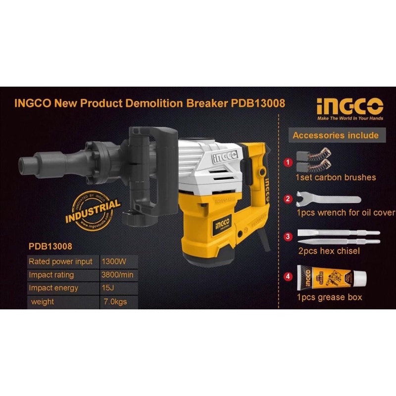 MÁY ĐỤC BÊ TÔNG INGCO 1300W PDB13008