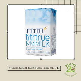 Thùng 48 hộp sữa tươi ít đường TH True Milk 180ml