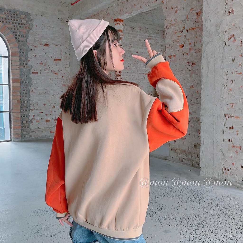 2012024 Áo sweater nỉ bông bóng chày, áo nỉ ulzzang, áo nỉ nữ freesize | BigBuy360 - bigbuy360.vn