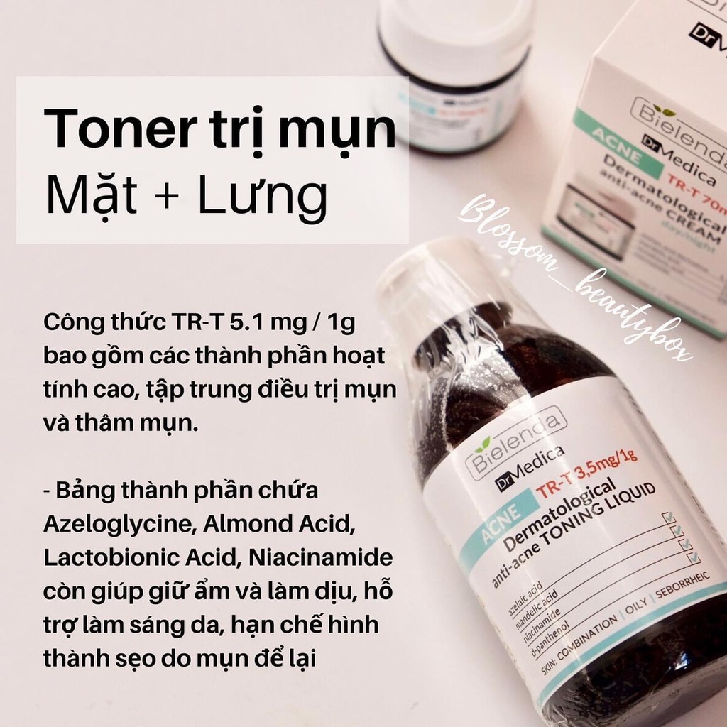 Toner nước hoa hồng Bielenda Dr Medica giảm mụn cấp nước