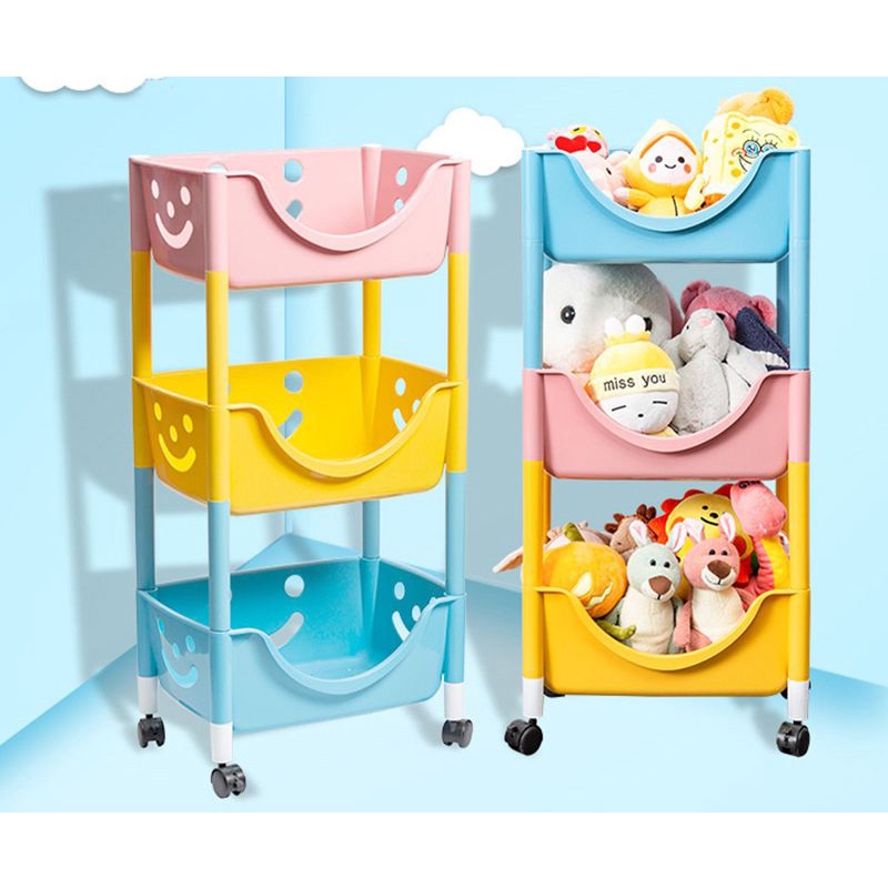 Kệ nhựa đựng đồ vật 3 tầng có bánh xe,,,
