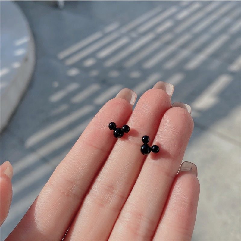 We Flower Khuyên tai nữ bạc S925 thiết kế hoạt hình chuột Mickey dễ thương