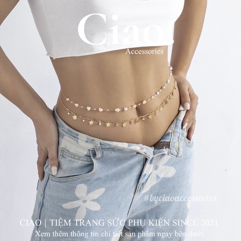 [HOẢ TỐC 1H] Set 2 vòng bụng thiết kế hoạ tiết đính đá mới lạ trendy phong cách Giselle Ciao