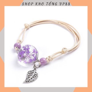Vòng Tay Thủy Tinh Ép Hoa Tam Sinh Tam Thế 1740 KHO TỔNG
