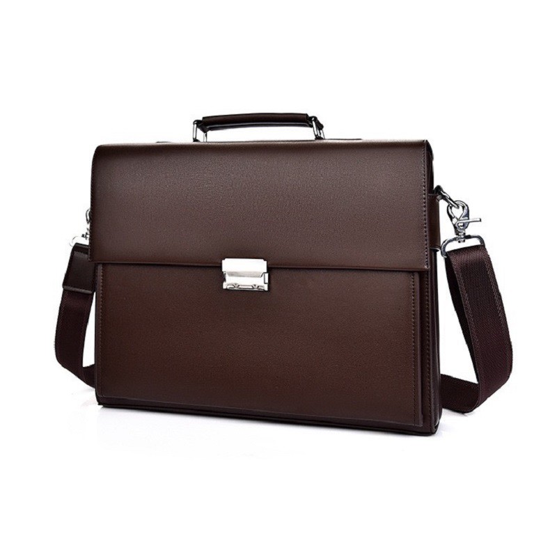 Túi xách cặp công sở da bò T54 khóa số 38x30x8cm bảo hành da 12 tháng (Nâu-Đen) | BigBuy360 - bigbuy360.vn