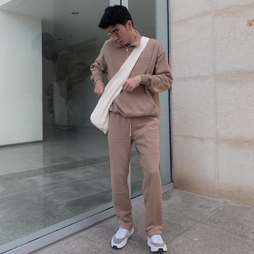 Áo Sweater nỉ bông ZIP 1/4 21pounds Embossed