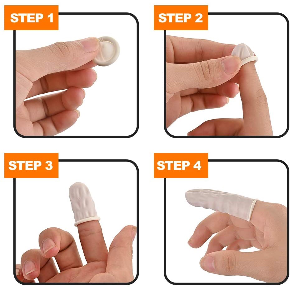 Bộ 100 Bao Ngón Tay Cao Su Latex Chống Tĩnh Điện Bảo Vệ Ngón Tay Khi Xăm Hình