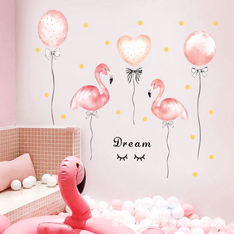 Girly tim phòng bố trí phòng ngủ cô gái dán tường ấm áp