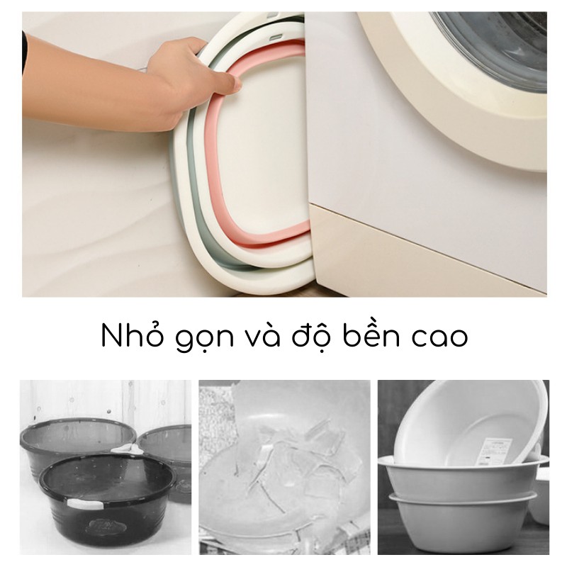 Chậu tắm cho bé gấp gọn, thau tắm silicon đa năng, kích thước vừa + lớn