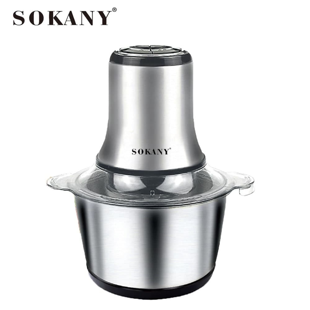 Máy xay thịt,xay đa năng SOKANY công suất 800w cối inox 3 lít - 2 Lưỡi dao kép giúp xay nhỏ hành,tỏi và xay thịt làm giò