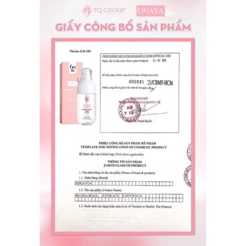 (chính hãng100%)Xịt khoáng khử mùi vùng kính Minaral Spray Lovely ONAYA - Mỹ phẩm Qlady - Hoàng thị