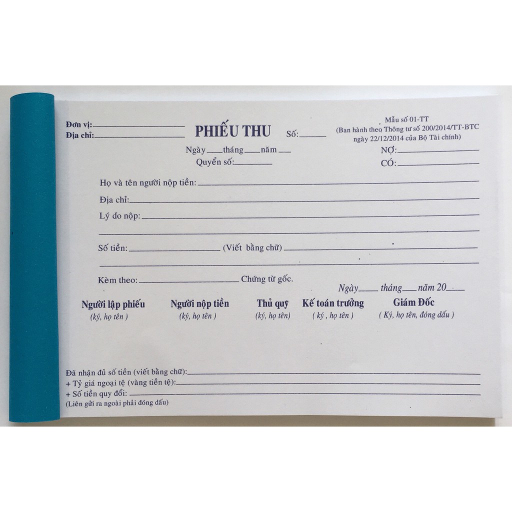 Phiếu Thu/ Phiếu Chi 1 liên Ford