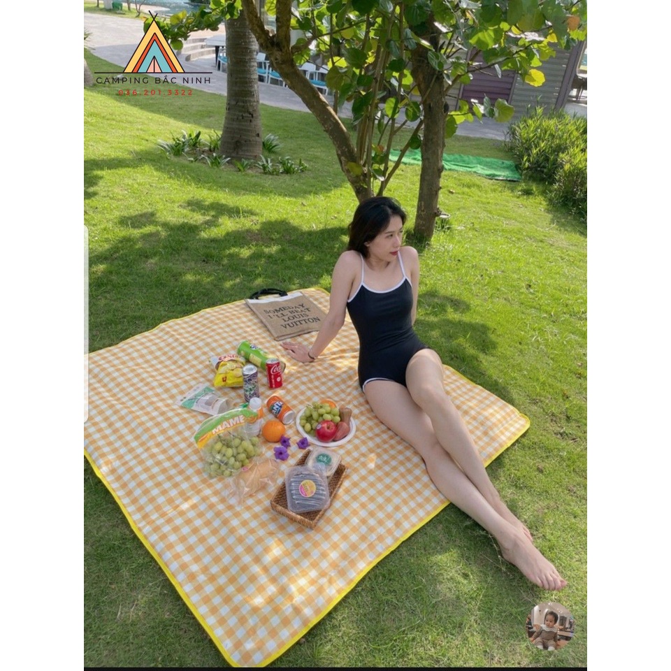 Thảm dã ngoại picnic caro Vàng decor chụp ảnh ngoài trời cực đẹp