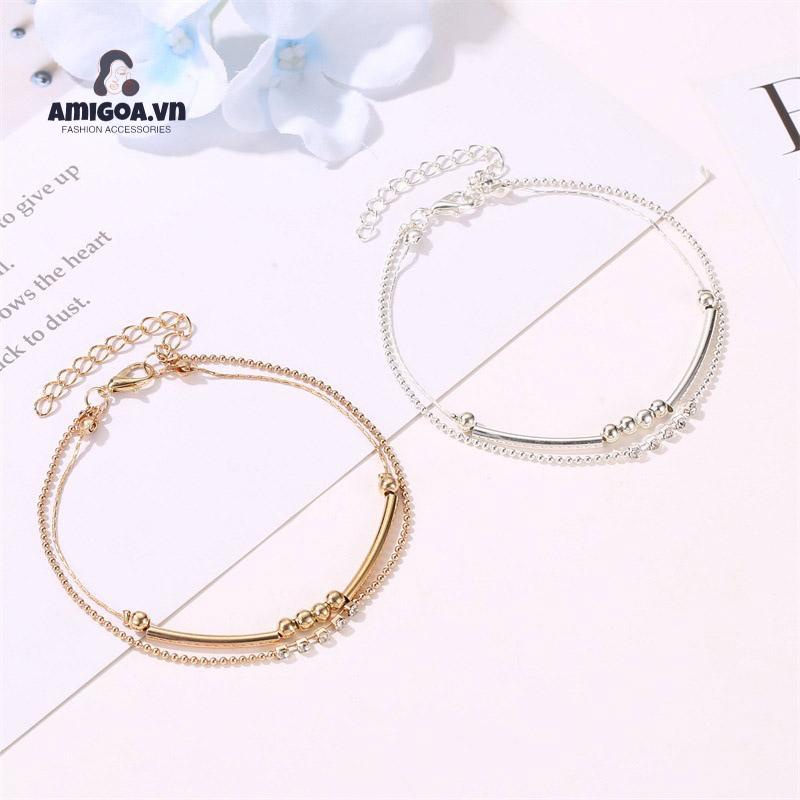 ✨✨Lắc Chân Hai Lớp Đính Hạt Kim Cương Sáng Tạo Thời Trang Cổ Điển Cho Nữ