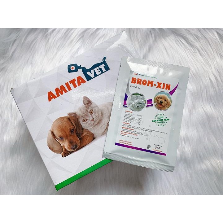 Bột Thảo Dược Giảm Ho Hen Tiêu Đờm Giãn Phế Quản Cho Chó Mèo Brom-xin Amitavet Túi 35g