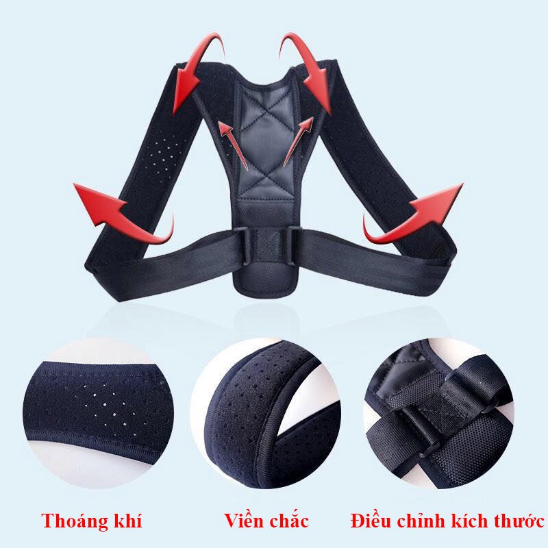 Đai Chống Gù Lưng POSTURE CORRECTOR đóng hộp cao cấp, Đai Chống Gù [Tặng kèm 2 tấm trợ lực]