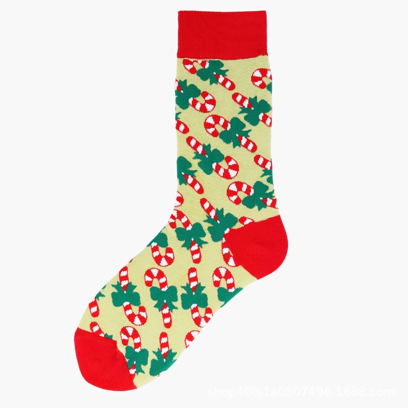 Đôi vớ WAFNHA D514 cổ cao bằng cotton dày dặn họa tiết giáng sinh thời trang thu đông cho nam và nữ