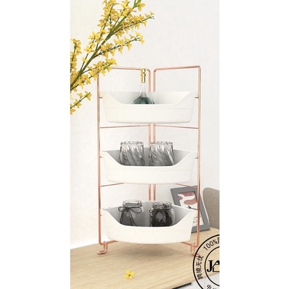 Khay mỹ phẩm 2 - 3 tầng viền hồng vàng