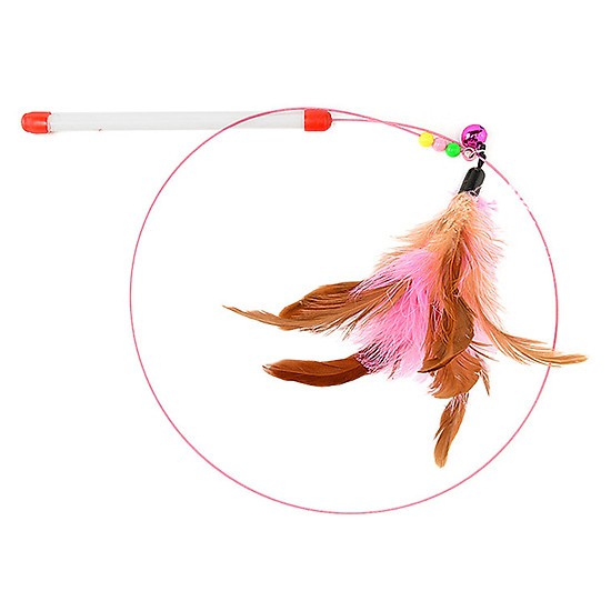Đồ chơi cho mèo dạng cần câu thép lông gà