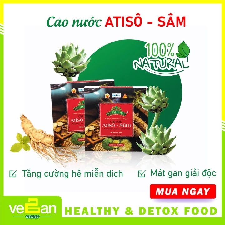 Cao Ống Atiso Sâm 10ml x 10 ống thanh nhiệt, mát gan, an thần ngủ ngon | Vegan Store