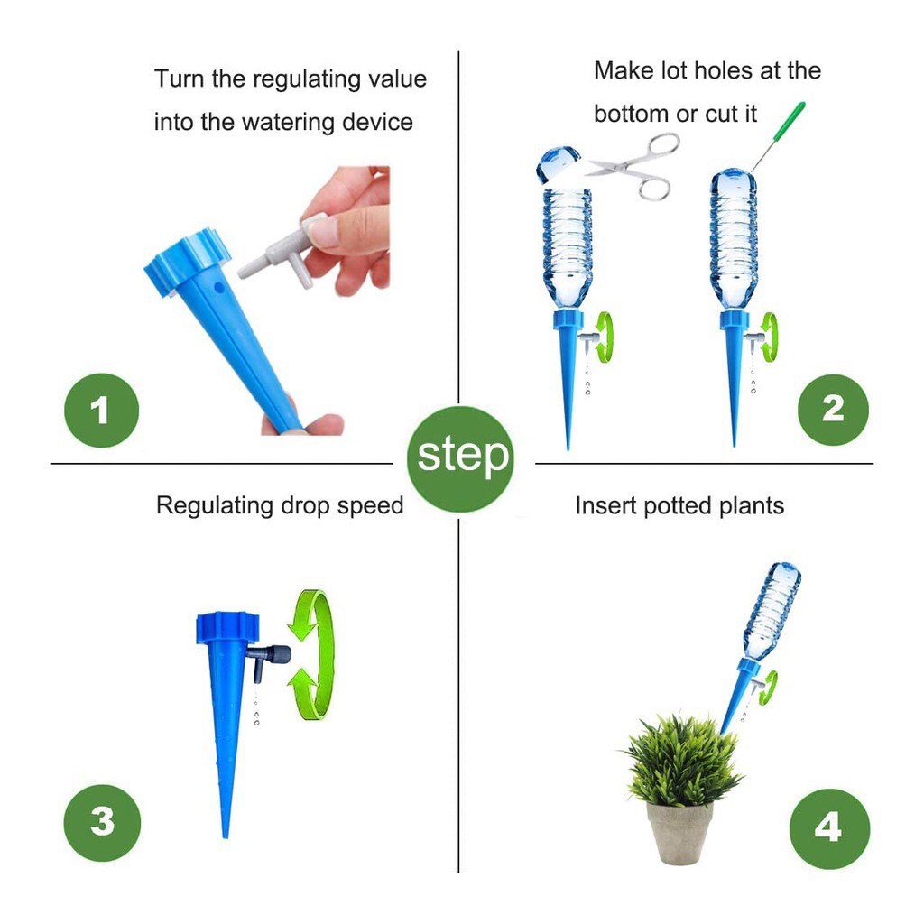 SET 10 Cọc Tưới Cây Nhỏ Giọt Tự Động Có Van Chỉnh Nước To Nhỏ