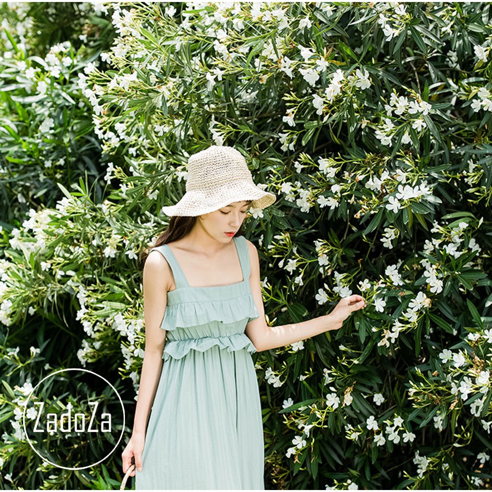 [ẢNH THẬT]-Mũ cói mềm họa tiết trơn phong cách VINTAGE