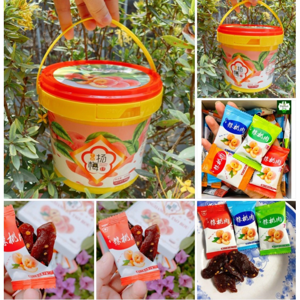 Một xô ô mai xí muội đào tẩm chua chua cay cay cực lạ miệng Dingxiang Lataorou Đài Loan xô 408g