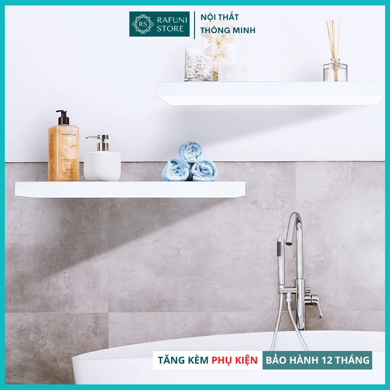 Bộ 2 Kệ Gỗ Thanh Ngang Trang Trí Âm Tường Rafuni Sâu 20cm Và Lõi Gỗ Dày 2,5cm Màu Trắng (Tặng Kèm Phụ Kiện Và Hướng Dẫn)
