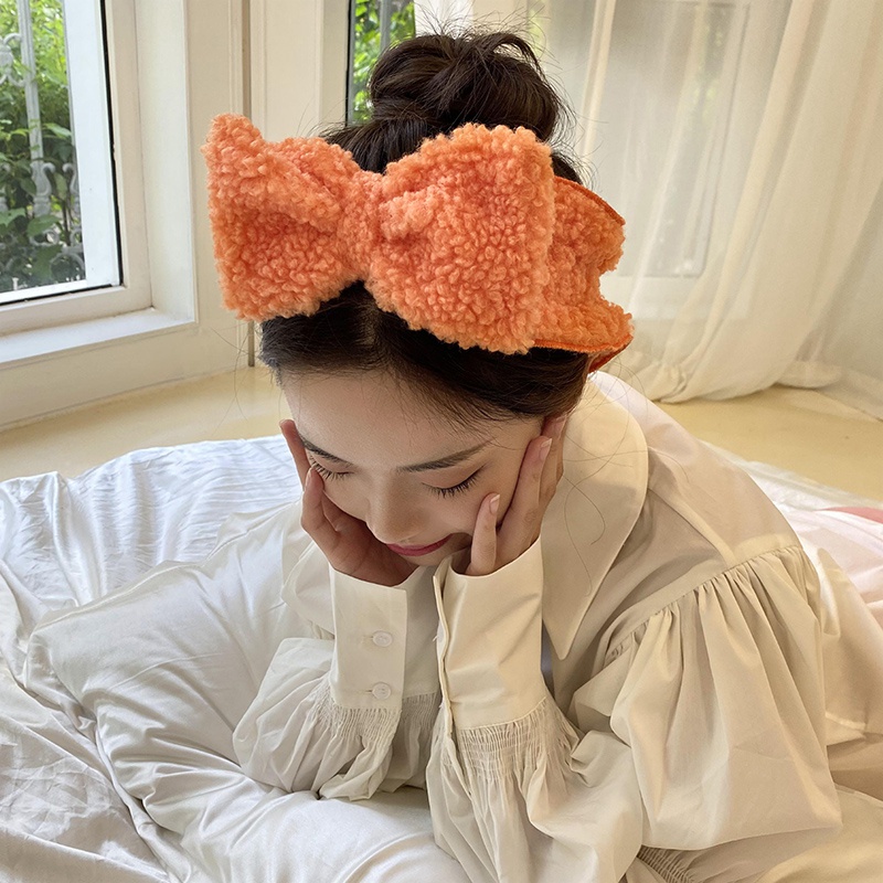 Cute Big Bow Plush Washing Face Hair Band Makeup Hair Band Headband