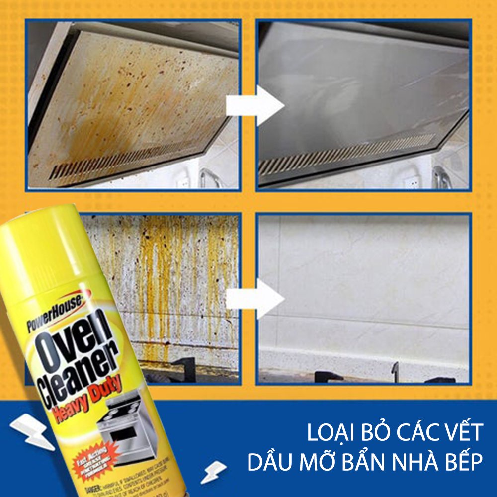 Chai xịt vệ sinh nhà bếp Oven Cleaner vệ sinh dầu mỡ lò vi sóng, bếp gas, bếp nướng, xoong chảo hiệu quả